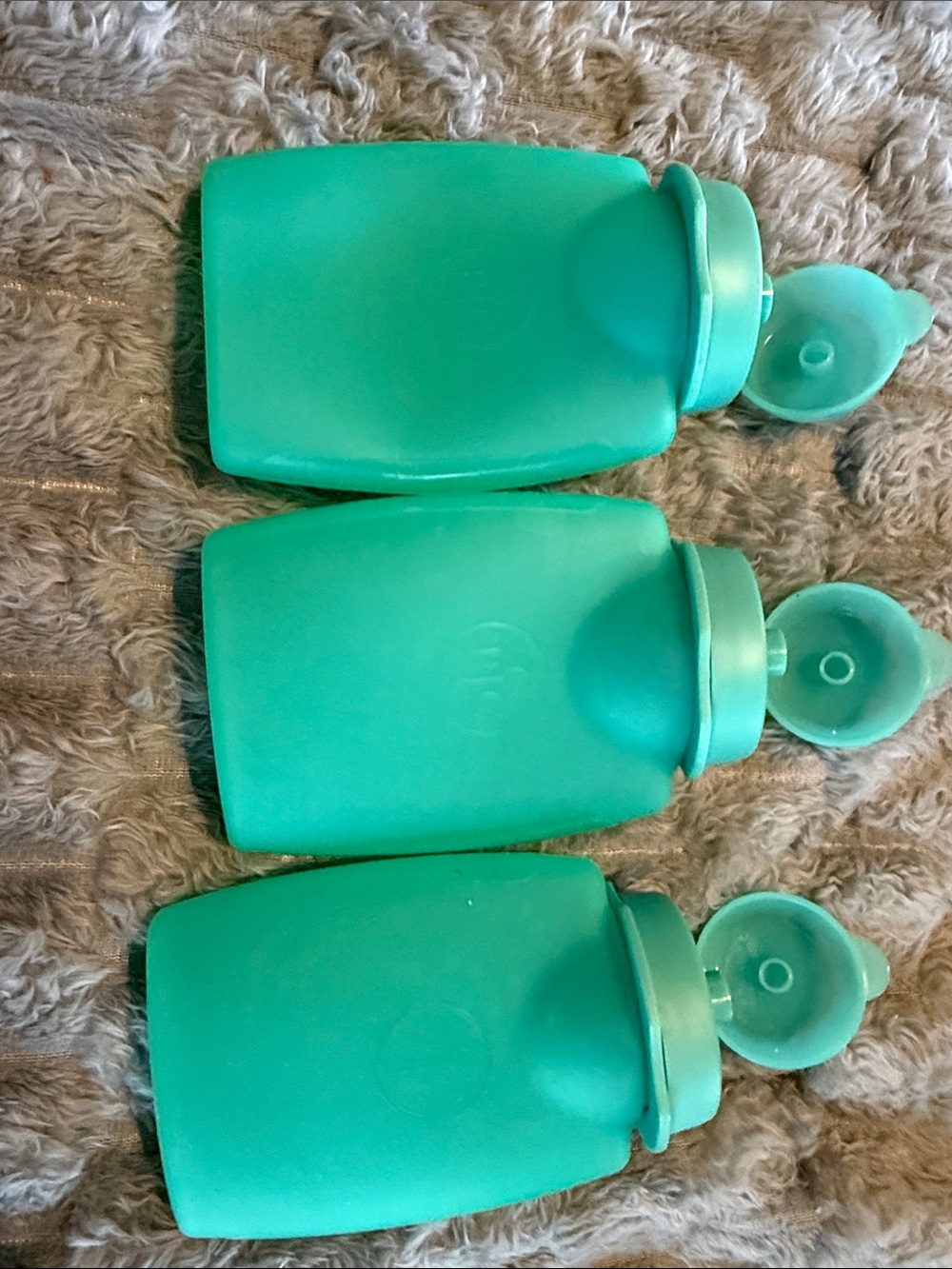 Pampered Chef Reusable Set of 3 Teal Silicone Baby or Storage Food